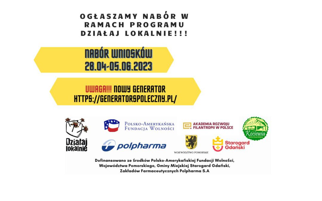 Ruszamy z naborem w ramach konkursu: „DZIAŁAJ LOKALNIE”